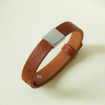 Koa Leather Strap Bracelet (Brown Silver)