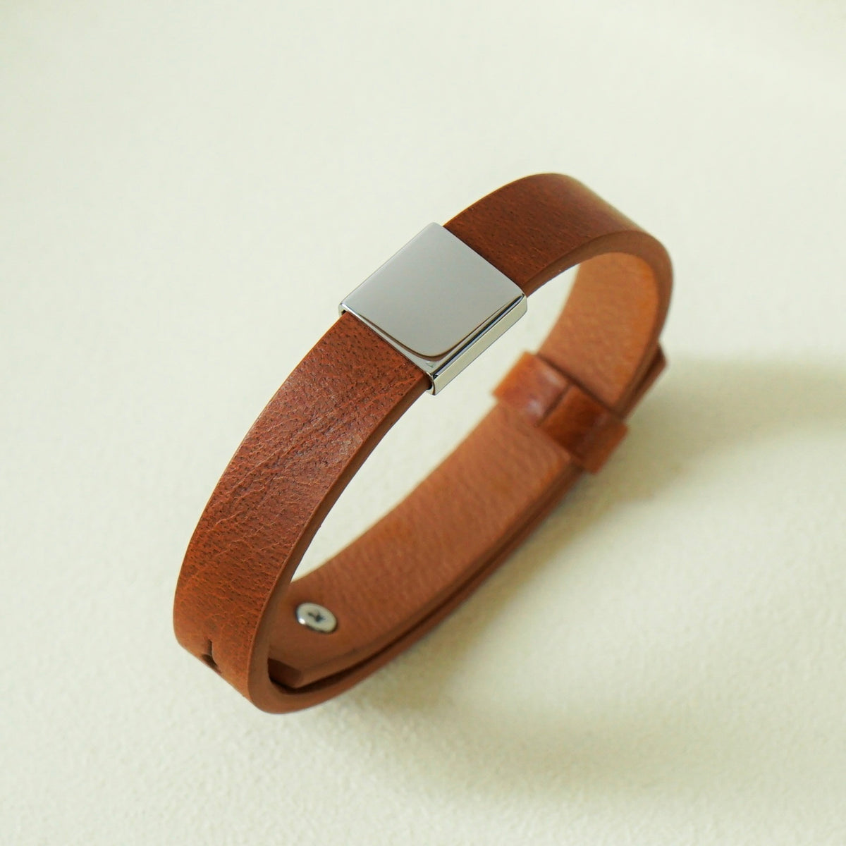 Koa Leather Strap Bracelet (Brown Silver)