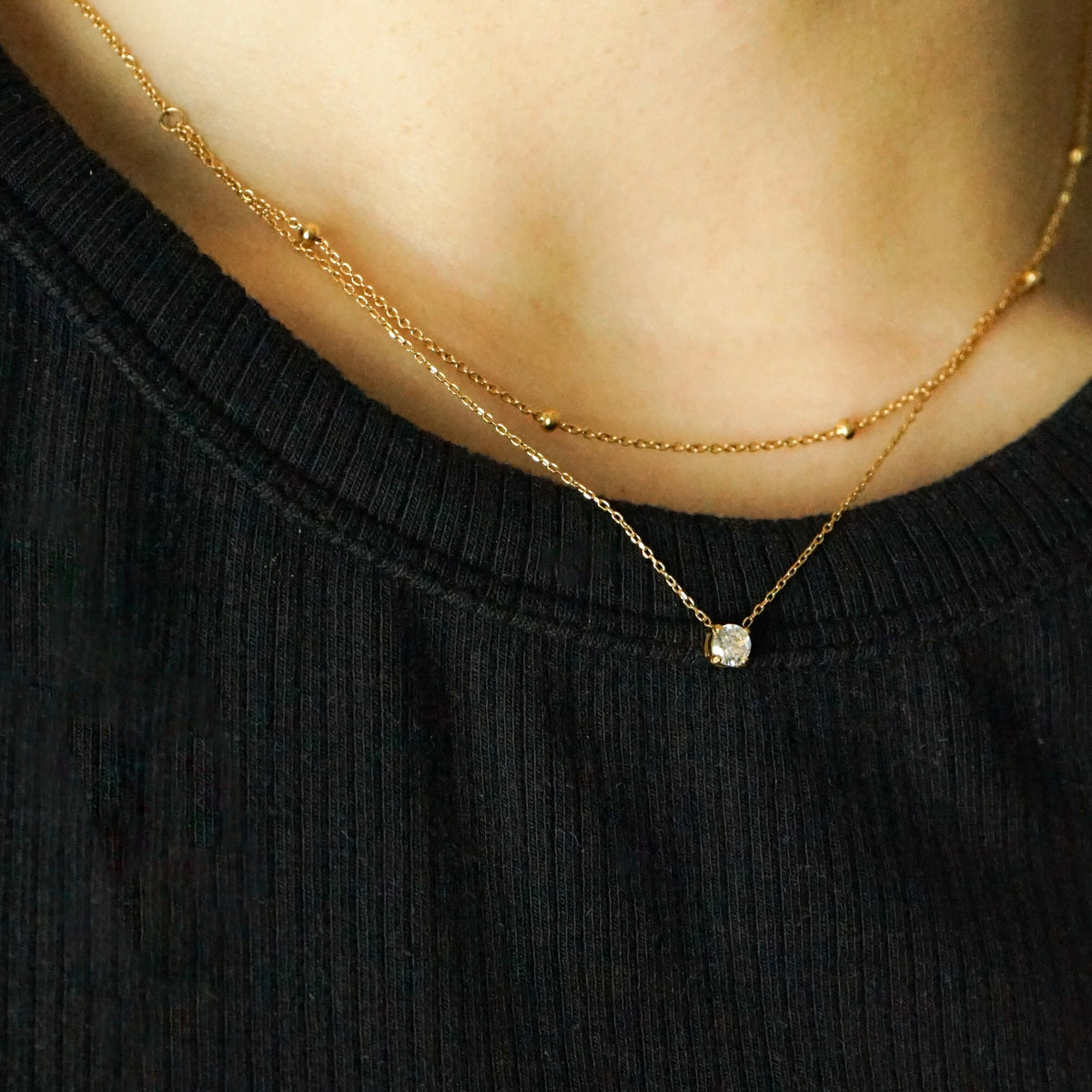 Hartley Solitaire Layered Necklace