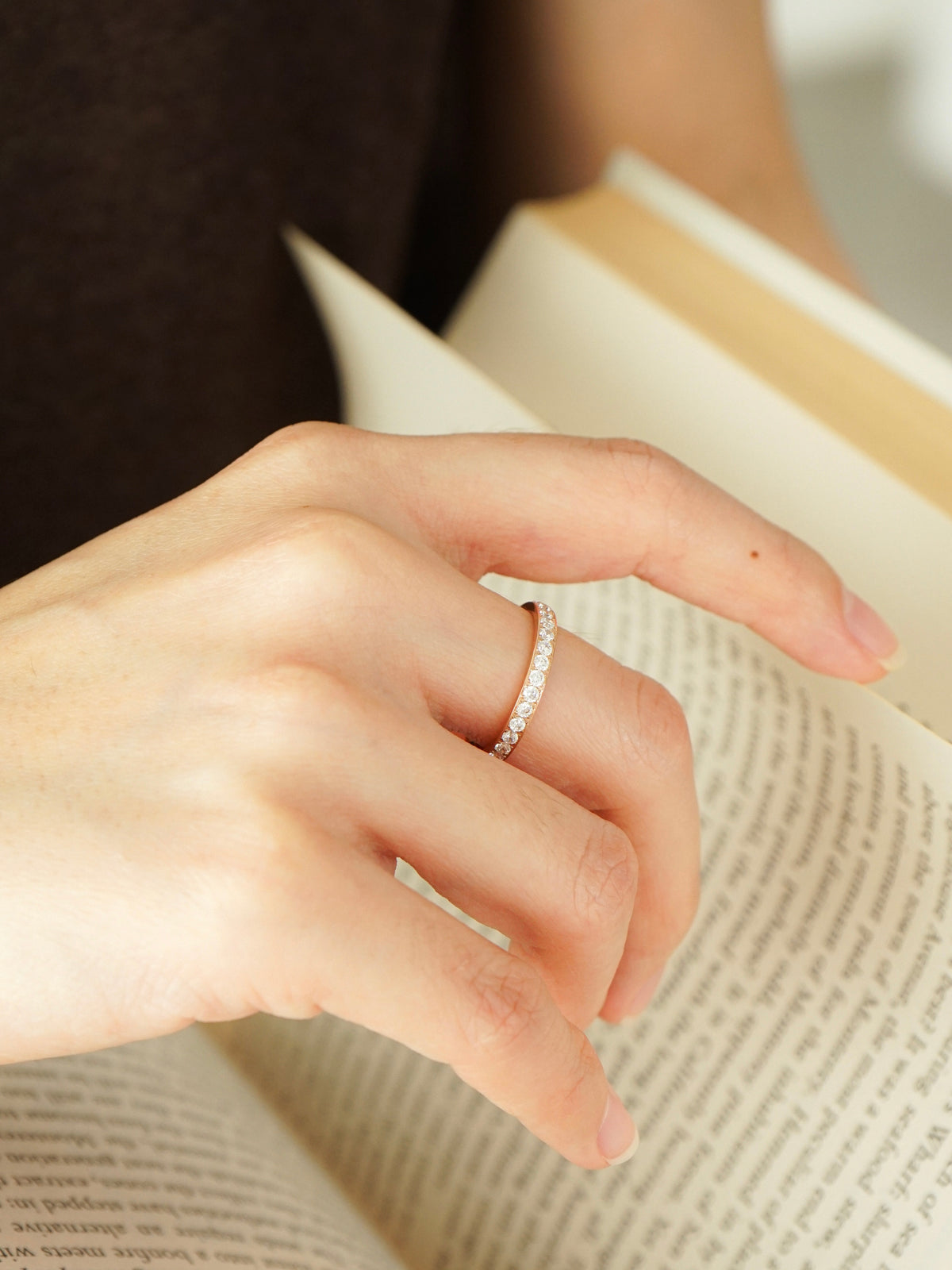 Selene Eternity Pavé Ring (Rose Gold)