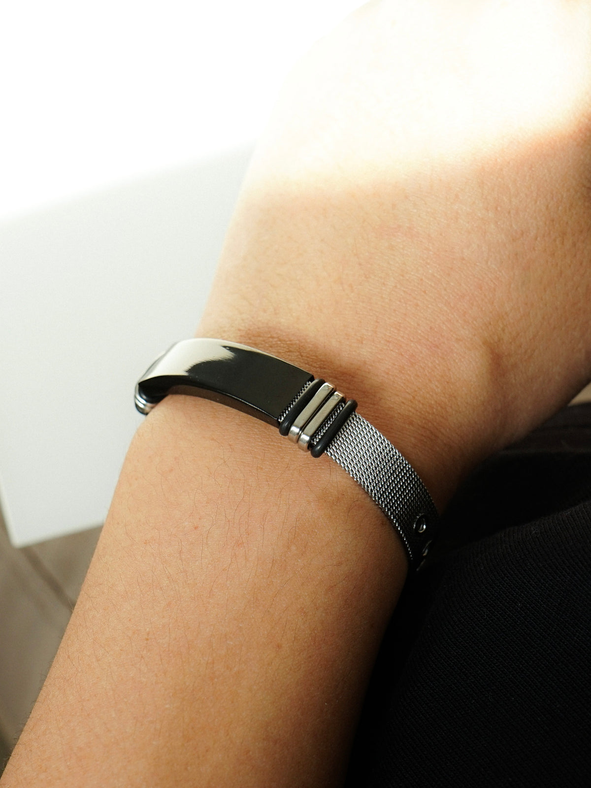 Grayson Bar Watch Strap Bracelet (Silver Black)