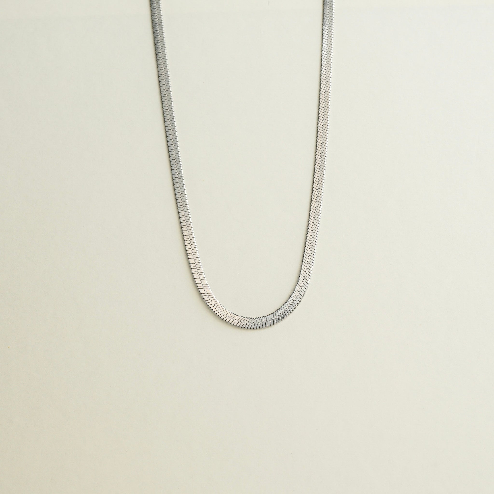 Marley Herringbone Chain Necklace (Silver)