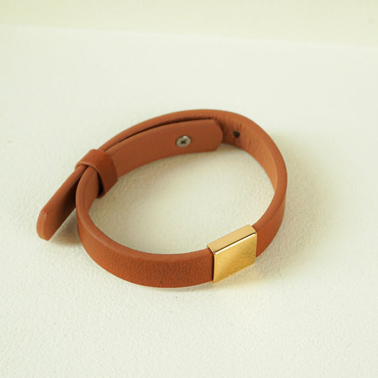 Koa Leather Strap Bracelet (Brown Gold)