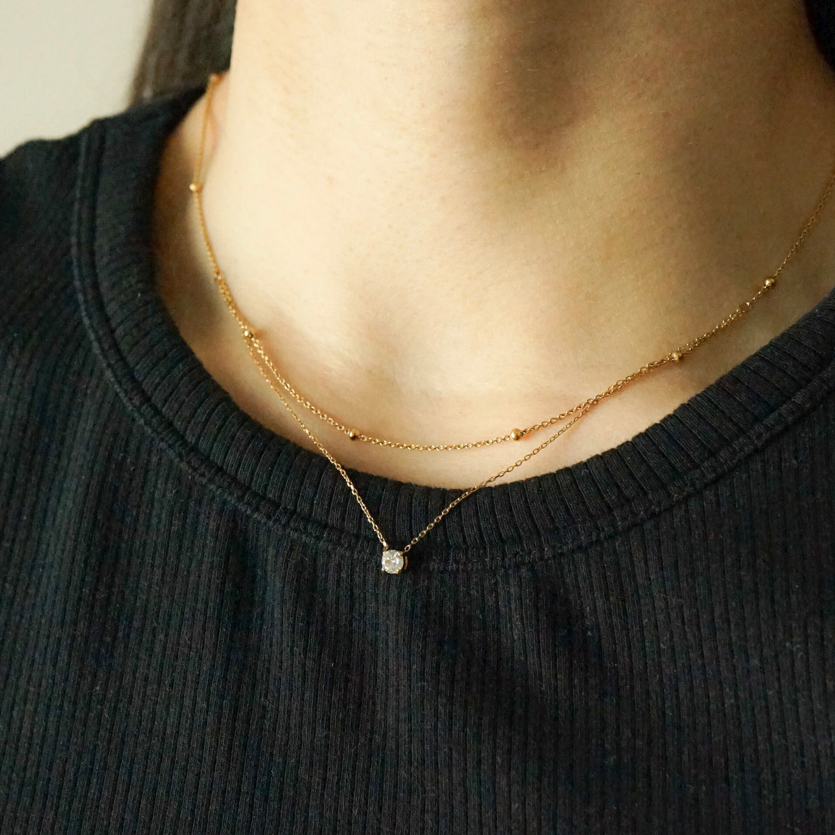 Hartley Solitaire Layered Necklace