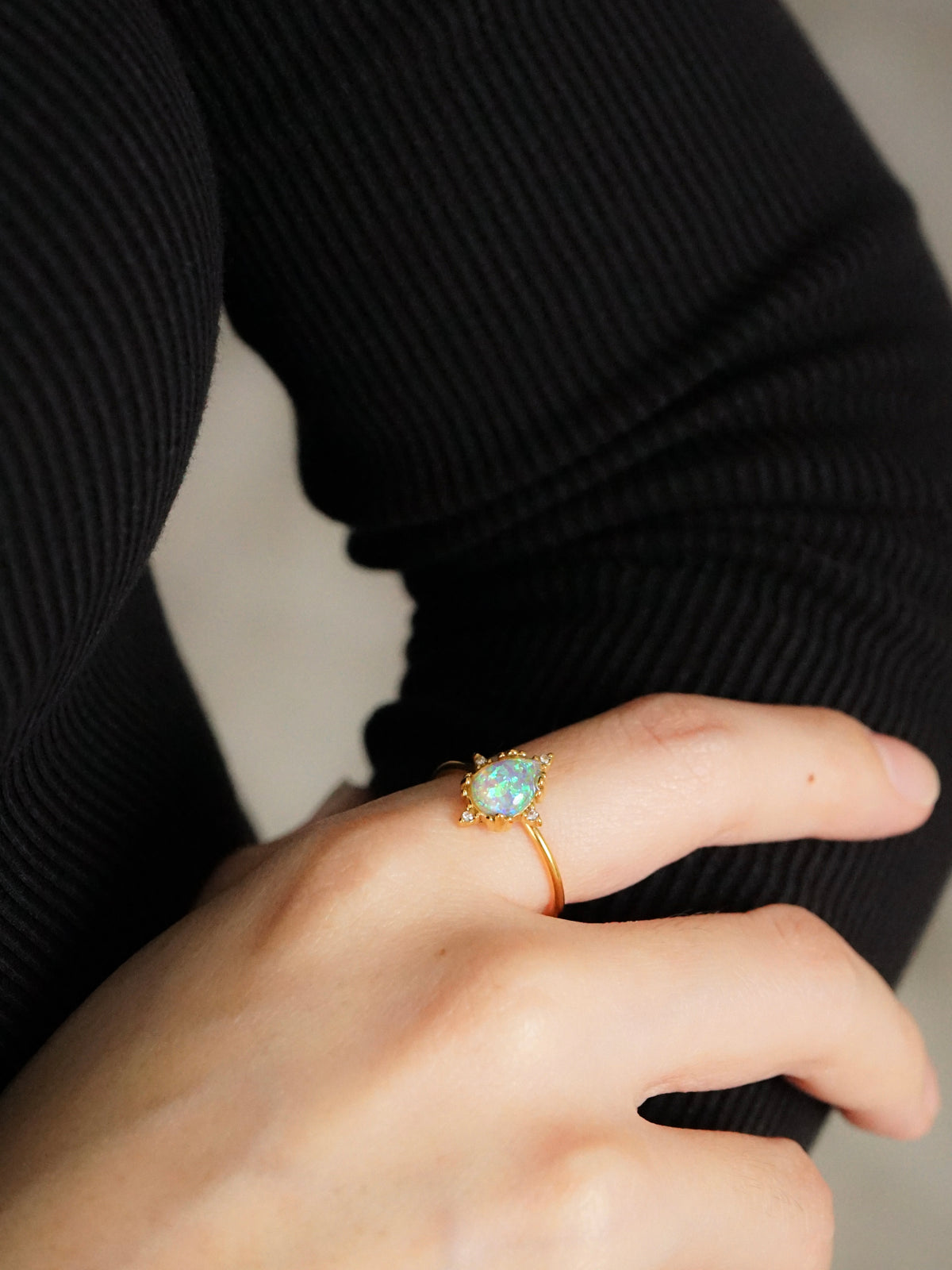 Seraphina Opal Teardrop Adjustable Ring