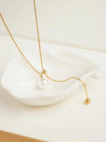 Solana Pearl Lariat Necklace (Gold)