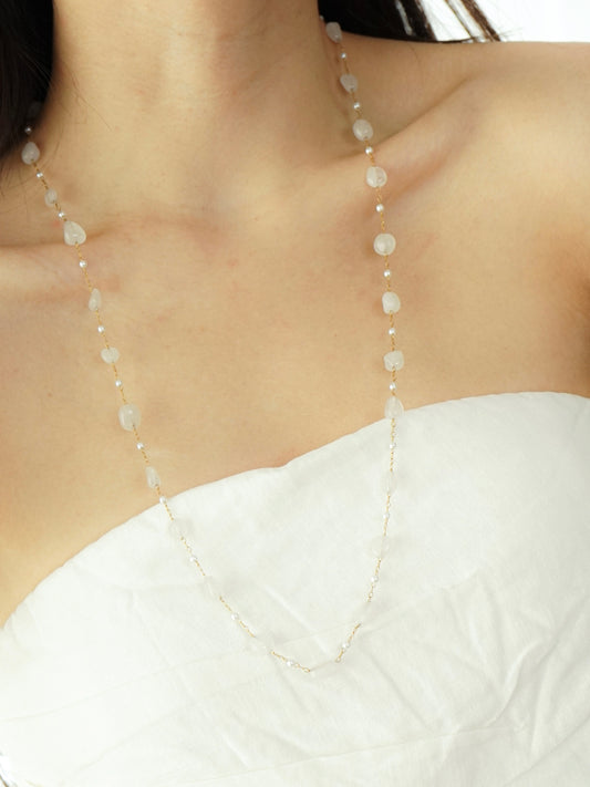 Wisdom Stone Long Necklace (White)
