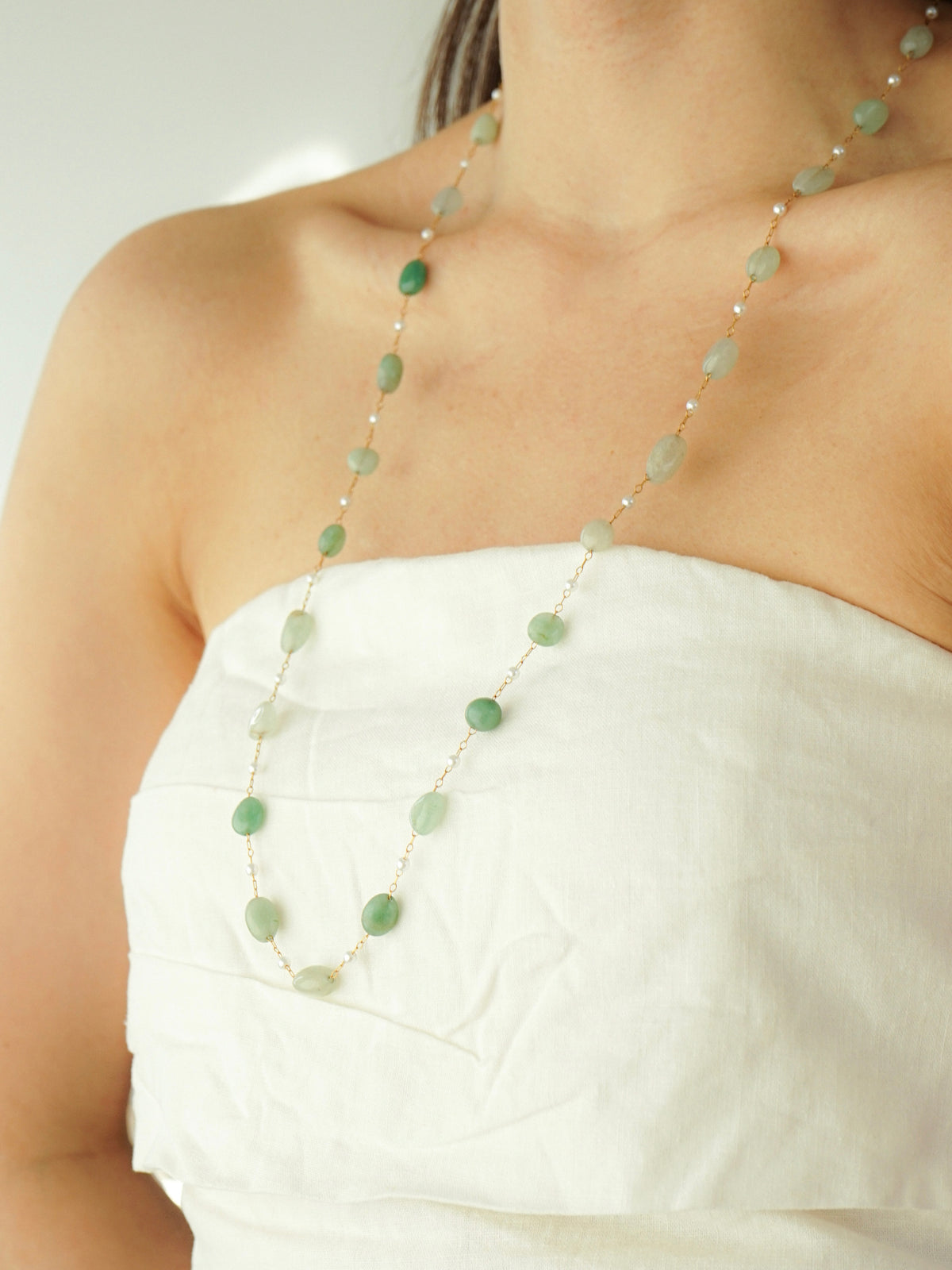 Wisdom Stone Long Necklace (Green)