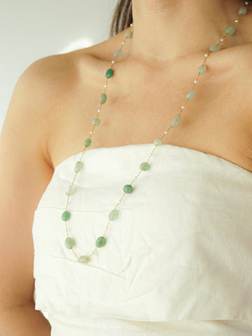 Wisdom Stone Long Necklace (Green)