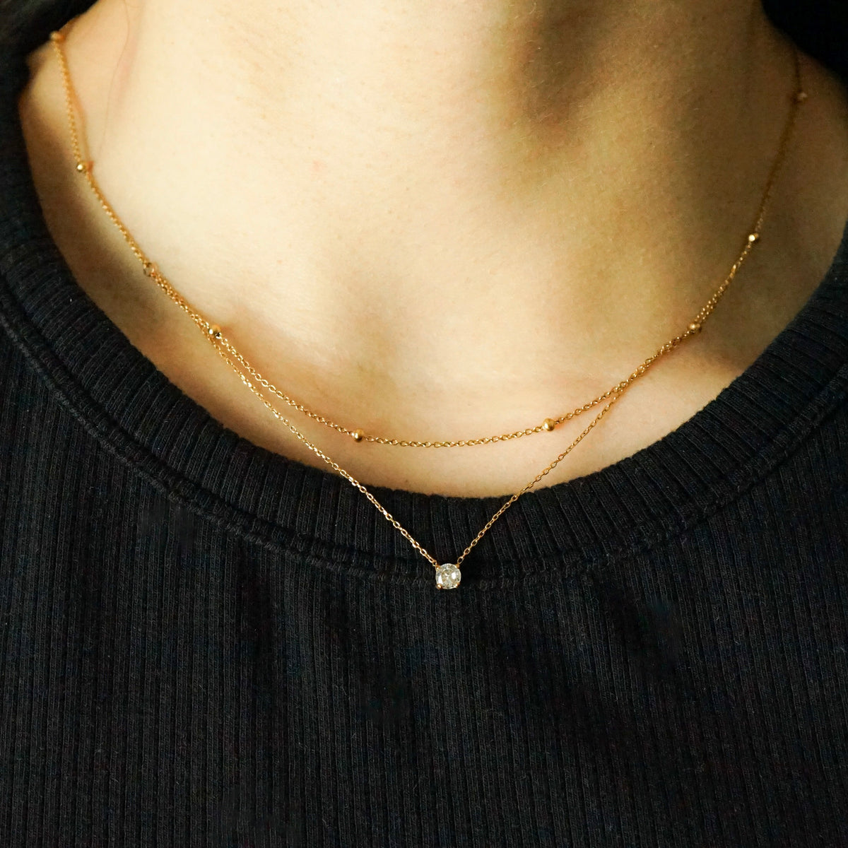 Hartley Solitaire Layered Necklace