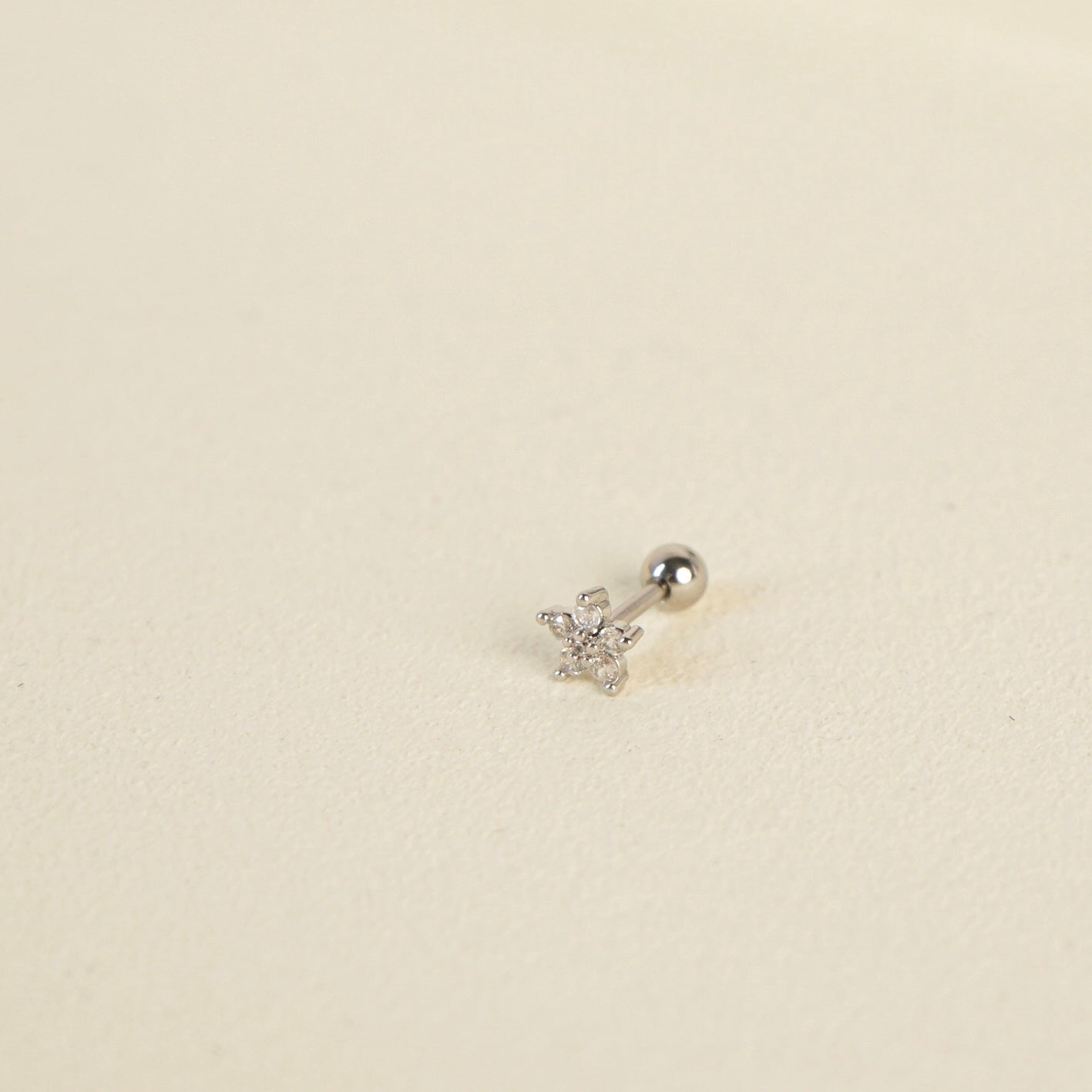 Alora Flower Barbell Earring (Silver)