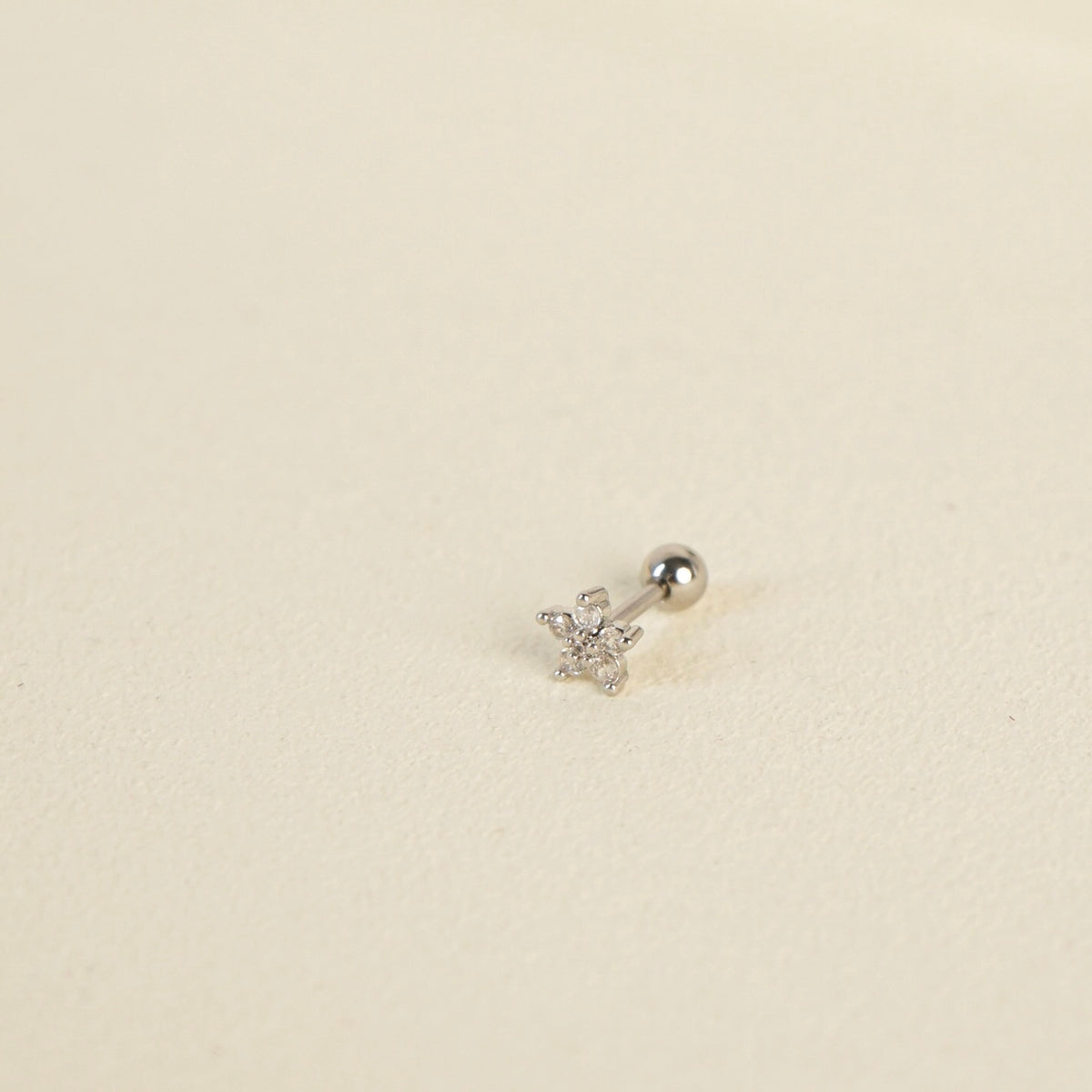 Alora Flower Barbell Earring (Silver)