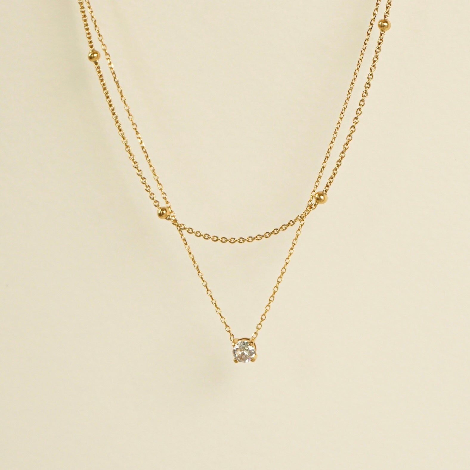 Hartley Solitaire Layered Necklace