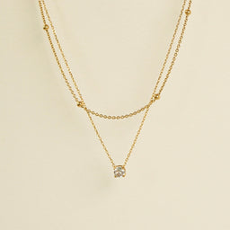Hartley Solitaire Layered Necklace