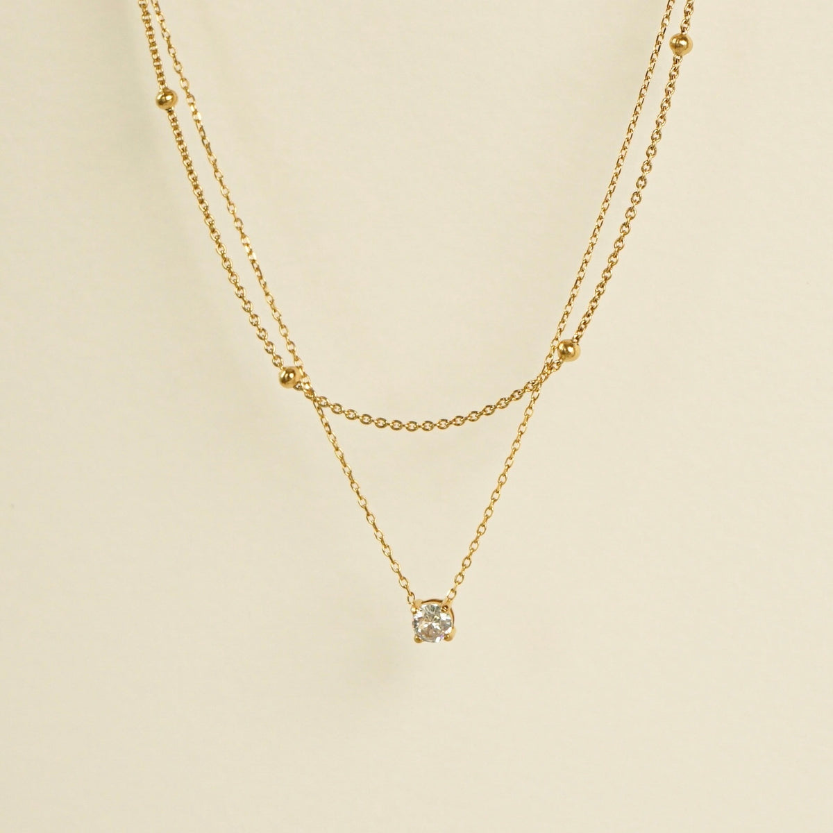 Hartley Solitaire Layered Necklace