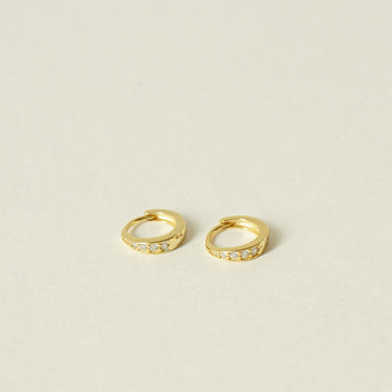 Xylia Pavé Huggie Earrings (Gold)