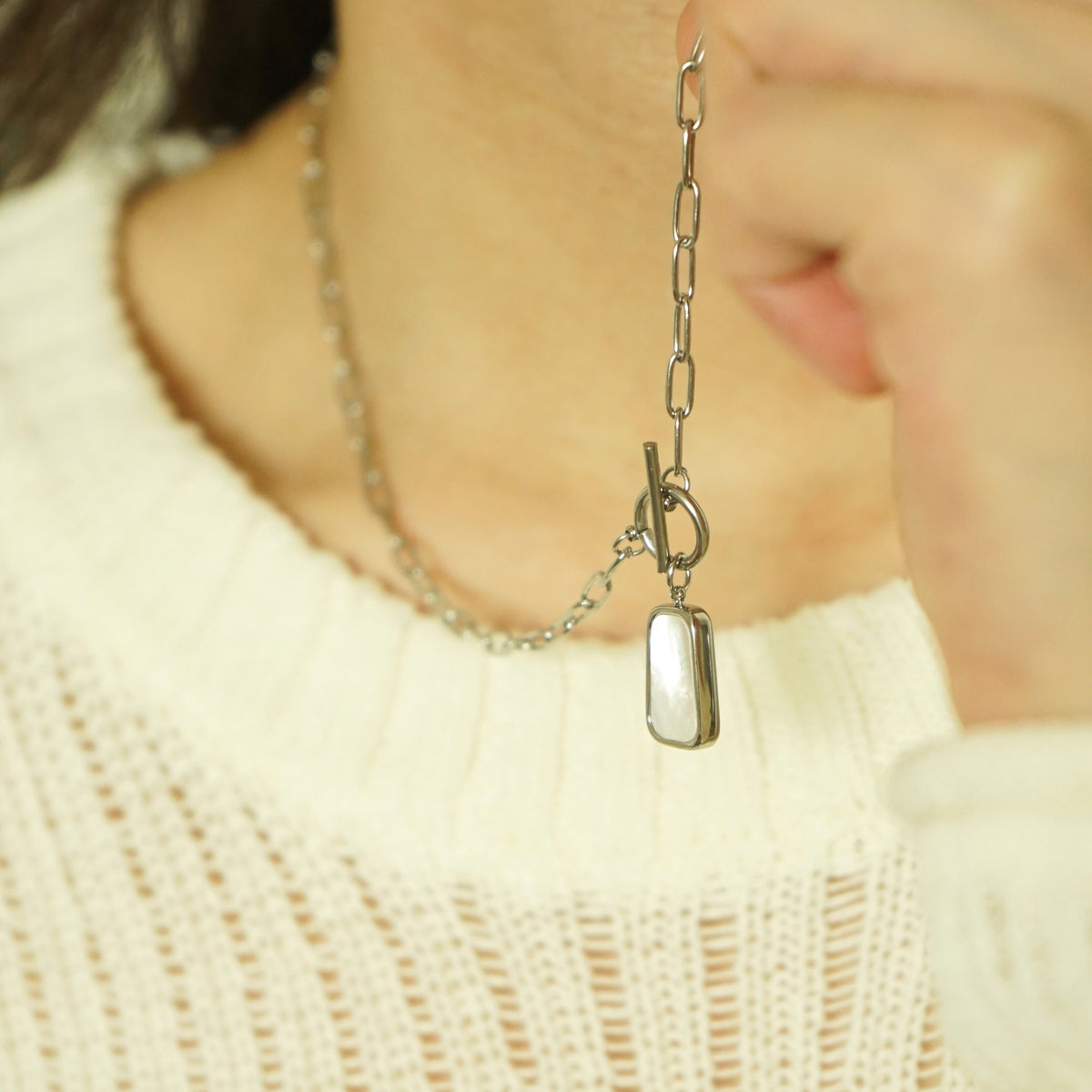 Olga Chain Link Necklace (Silver)