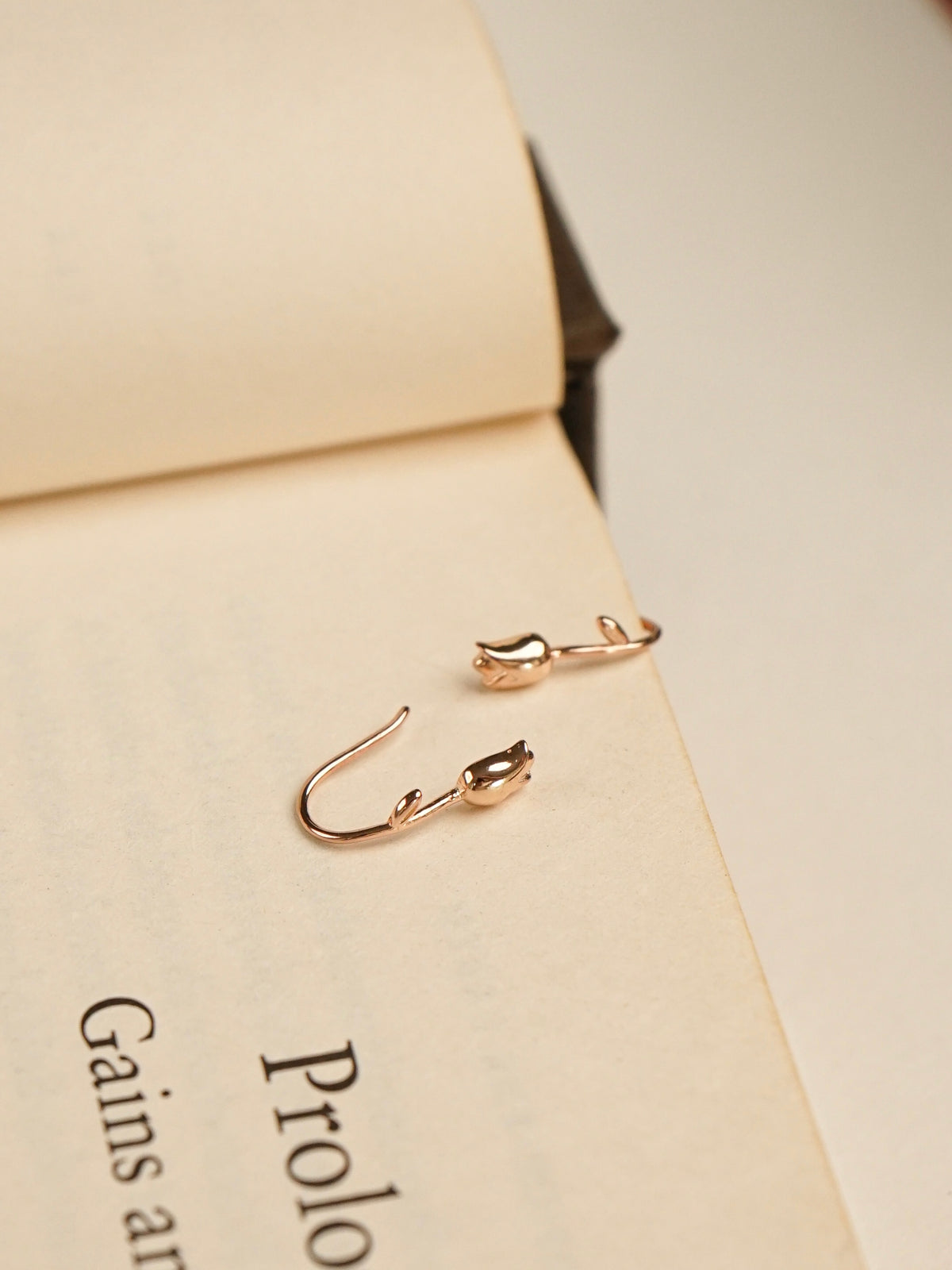 Paula Tulip Hook Earrings (Rose Gold)