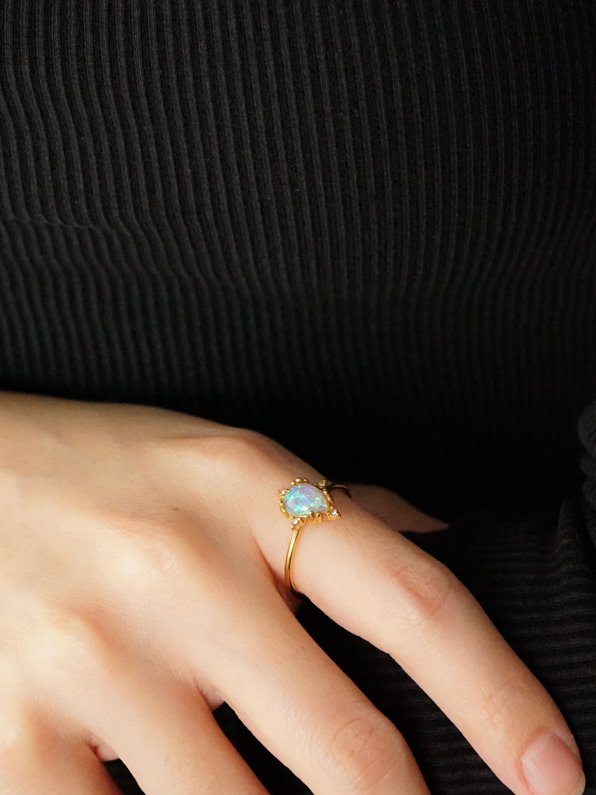 Seraphina Opal Teardrop Adjustable Ring