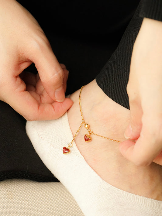Kallie Red Hearts Anklet