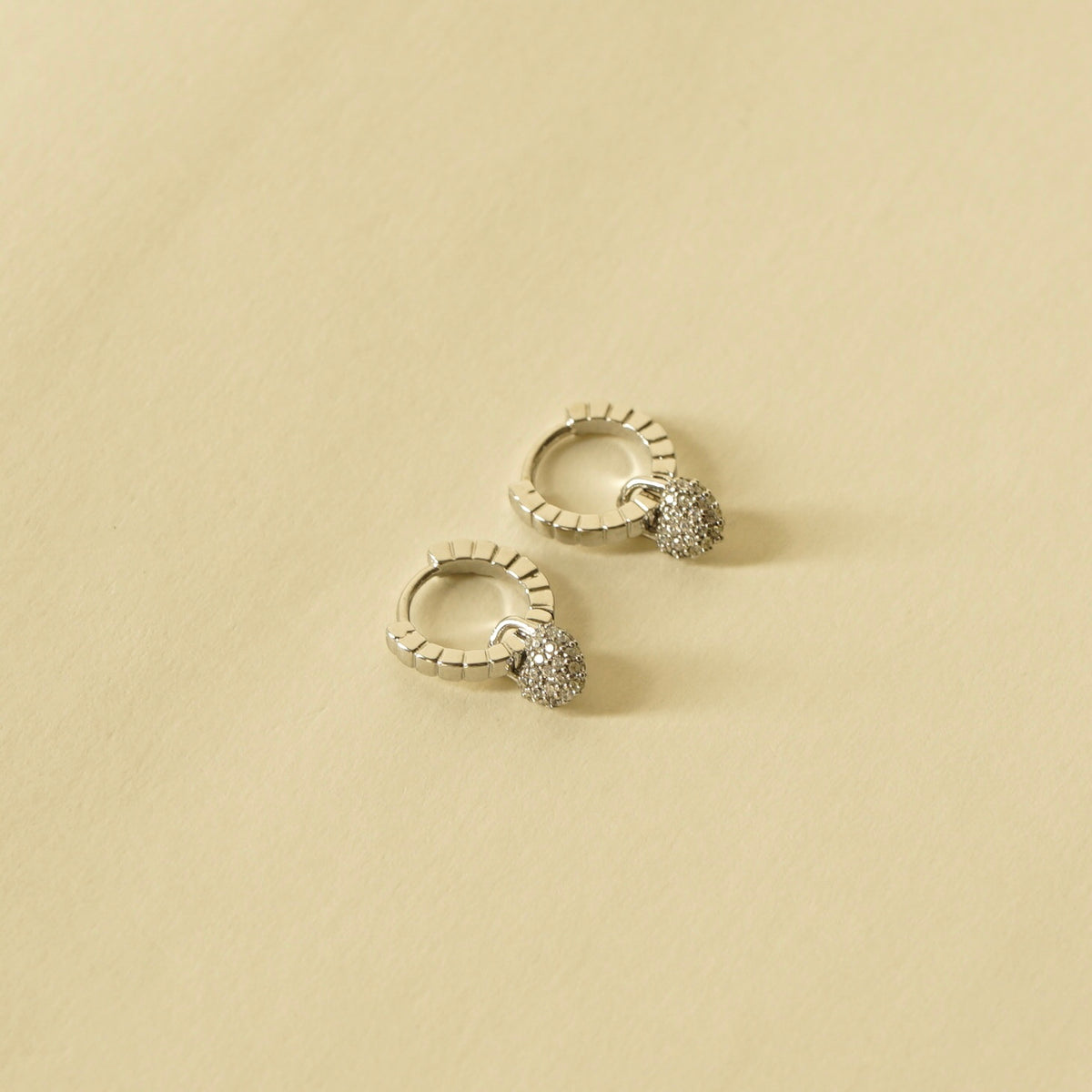 Tatiana Heart Huggie Earrings (Silver)