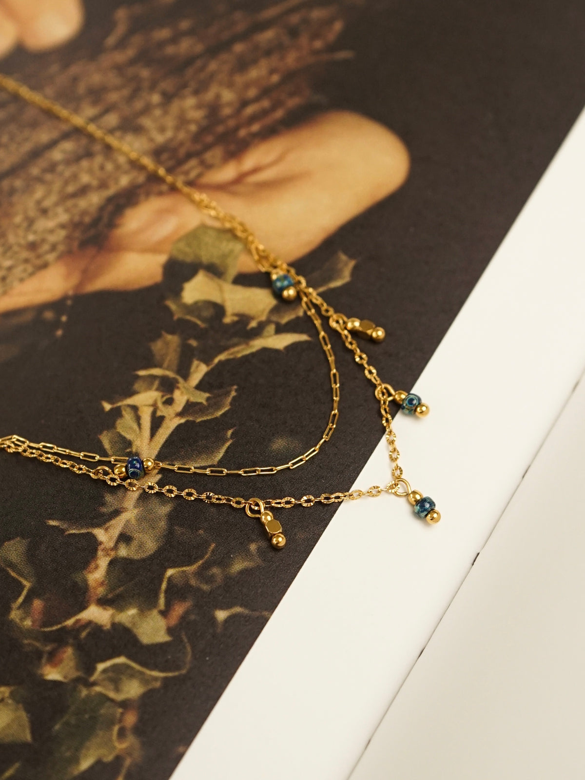 Gema Blue Beaded Layered Necklace