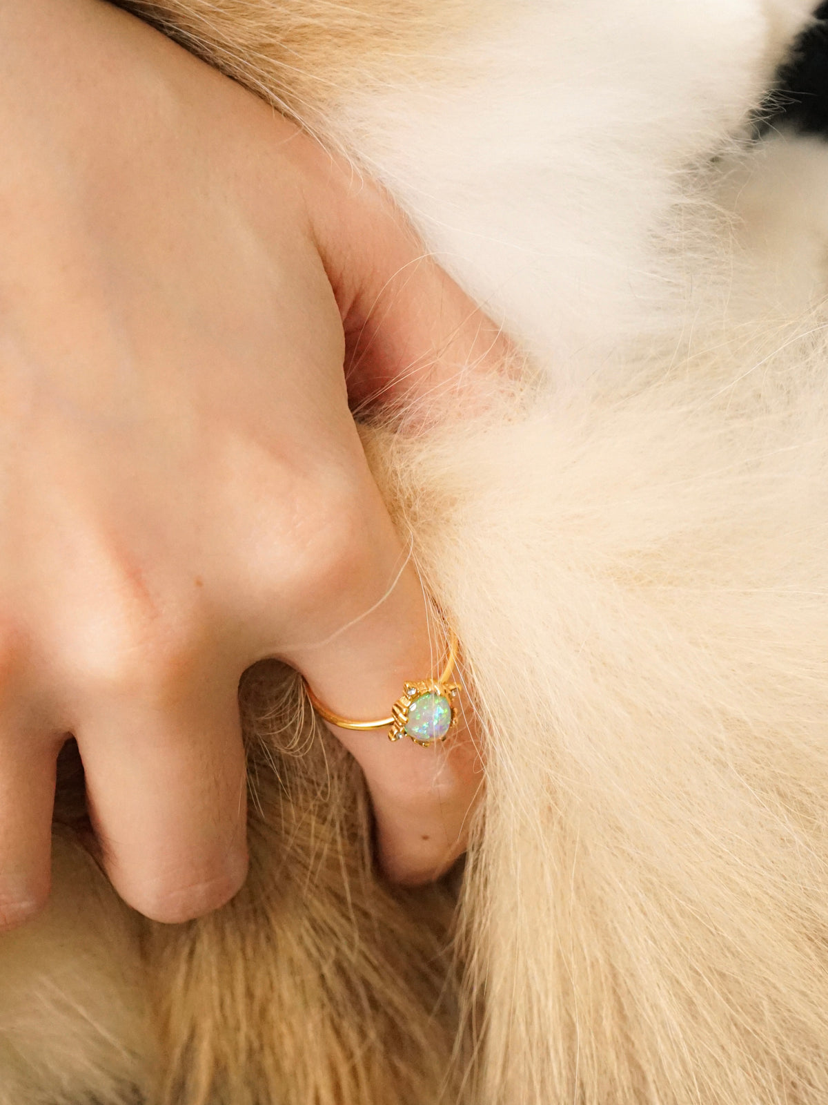 Seraphina Opal Teardrop Adjustable Ring