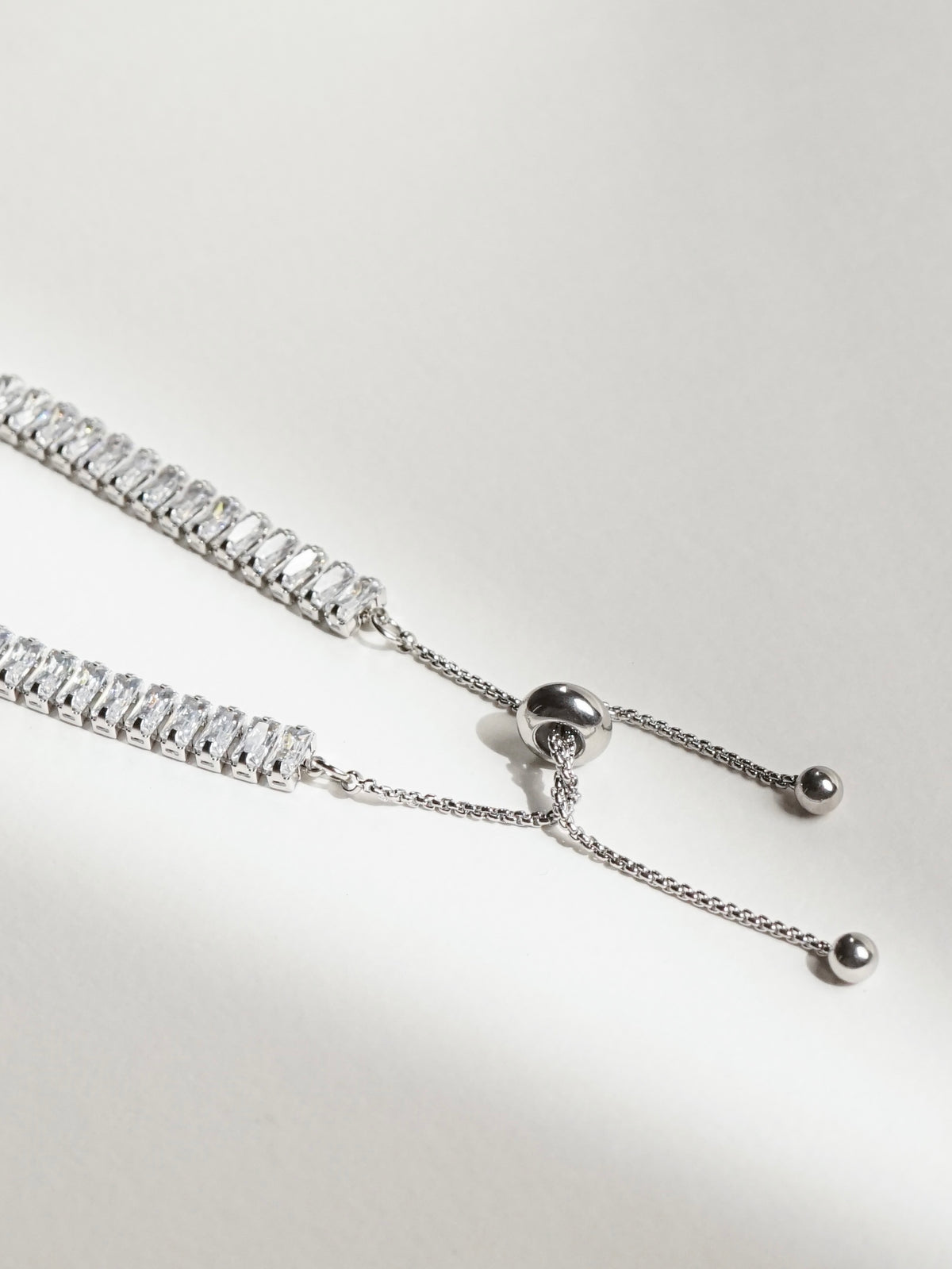 Bria Adjustable Baguette Tennis Bracelet (Silver)