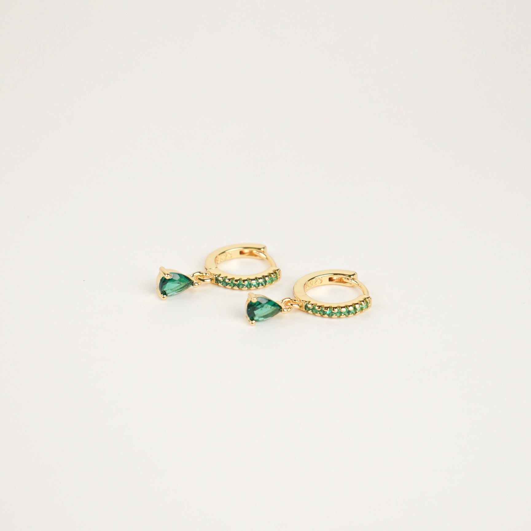 Gentry Huggie Earrings (Gold Green)