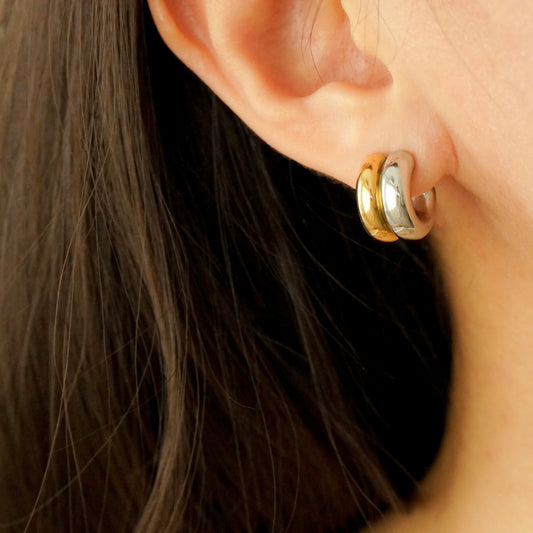 Novalee Double C Hoop Earrings (Duo Tone)