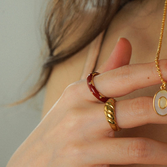 October Red Flower Ring