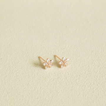 Christine Flower Stud Earrings (Rose Gold)