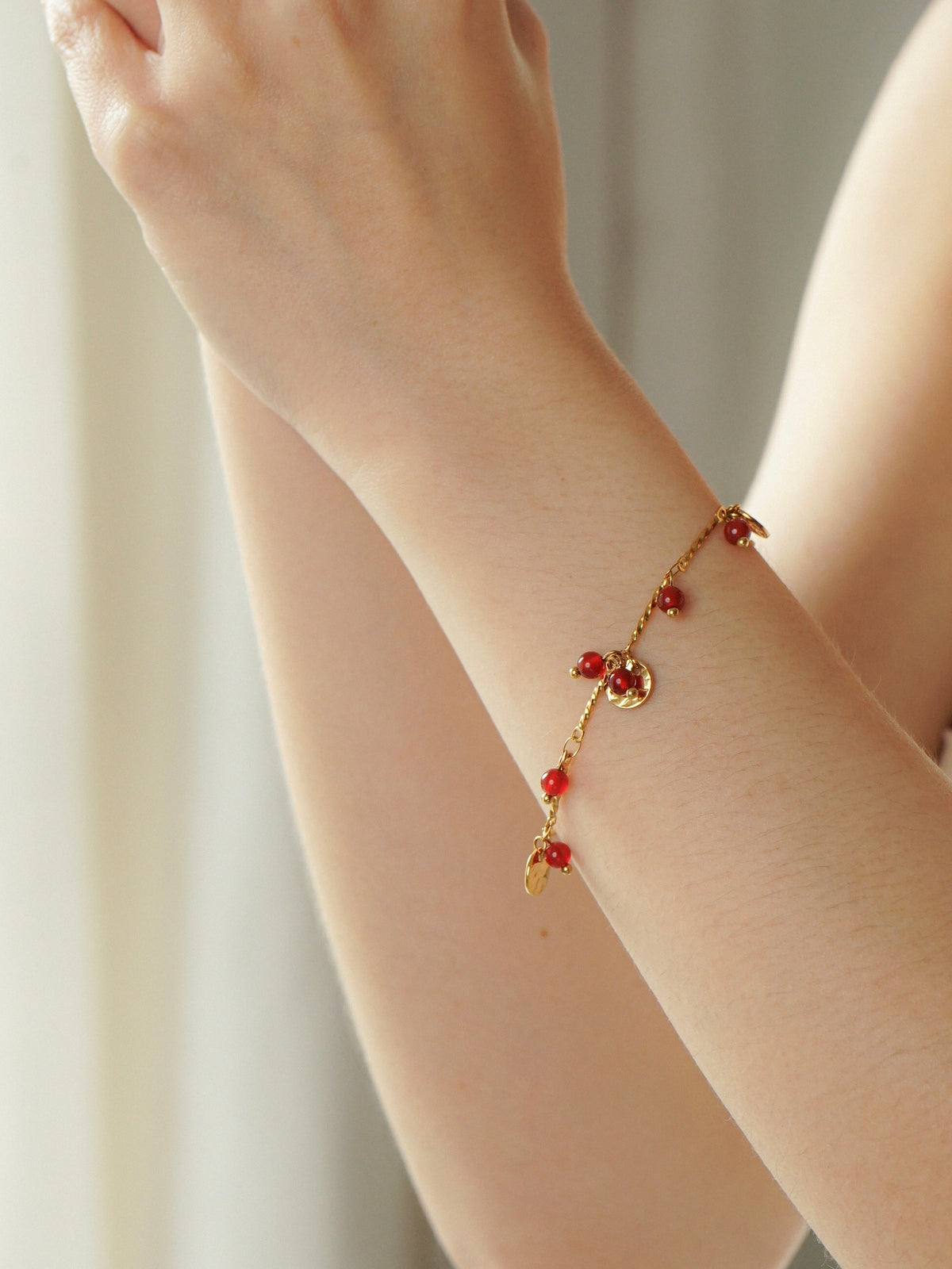 Elowen Red Agate Charm Bracelet