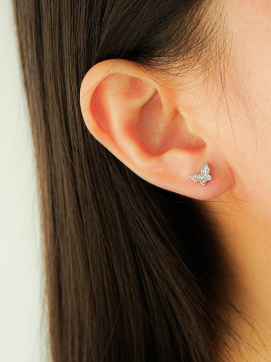 Cristina Butterfly Barbell Earring (Silver)