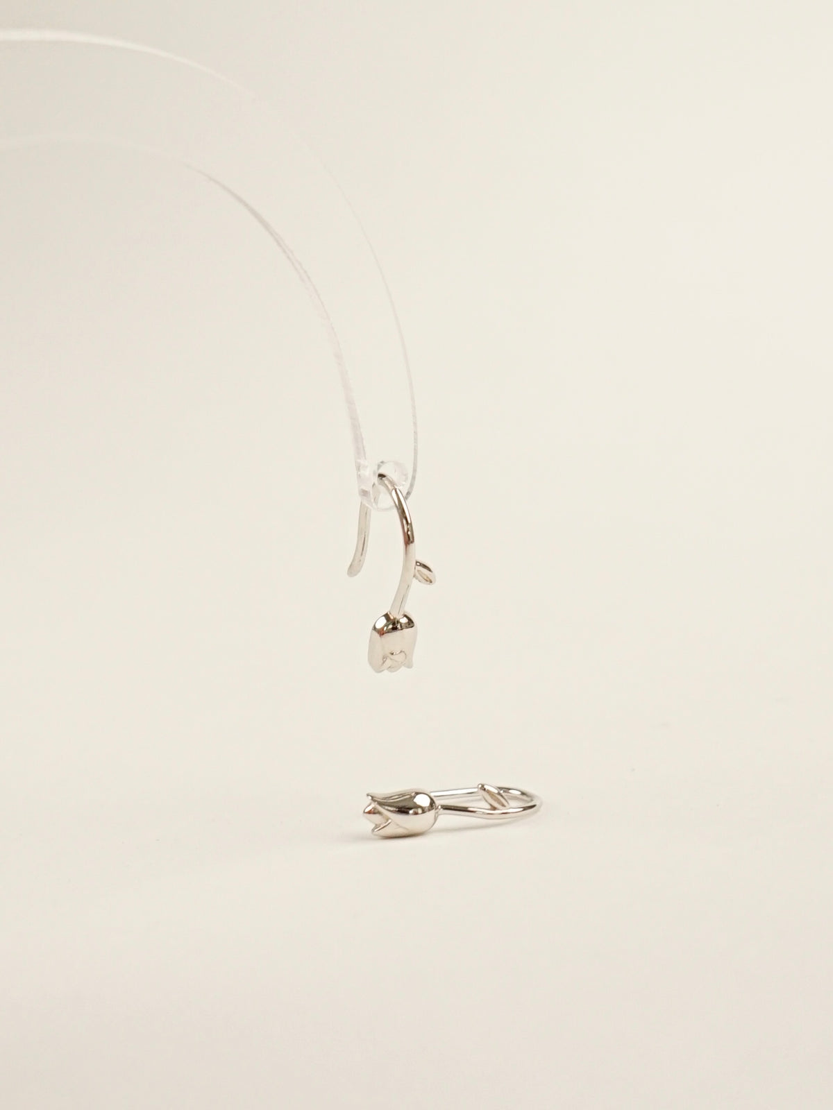 Paula Tulip Hook Earrings (Silver)