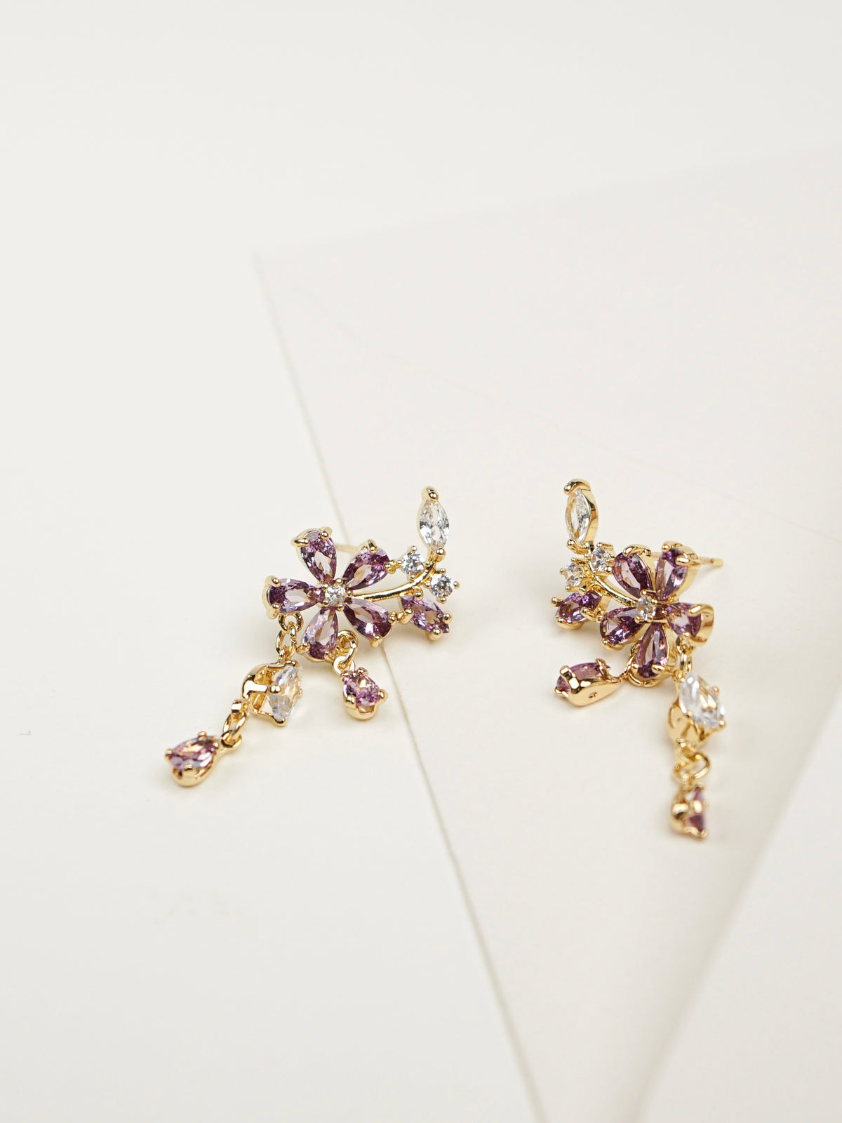 Zinnia Amethyst Fleur Drop Earrings