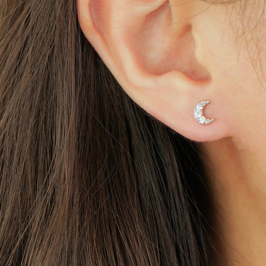 Nellie Moon Barbell Earring (Silver)
