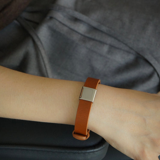 Koa Leather Strap Bracelet (Brown Silver)