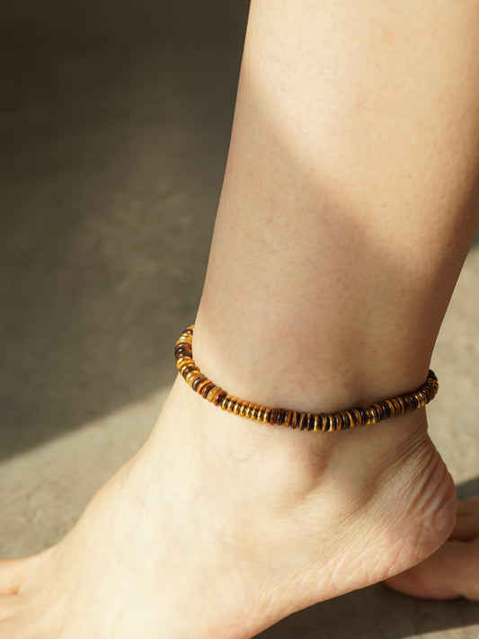 Jolie Tiger's Eye Heishi Anklet