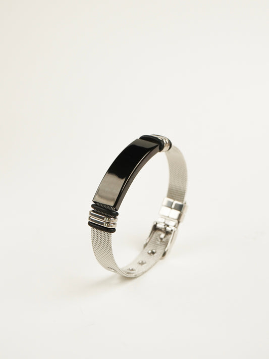 Grayson Bar Watch Strap Bracelet (Silver Black)