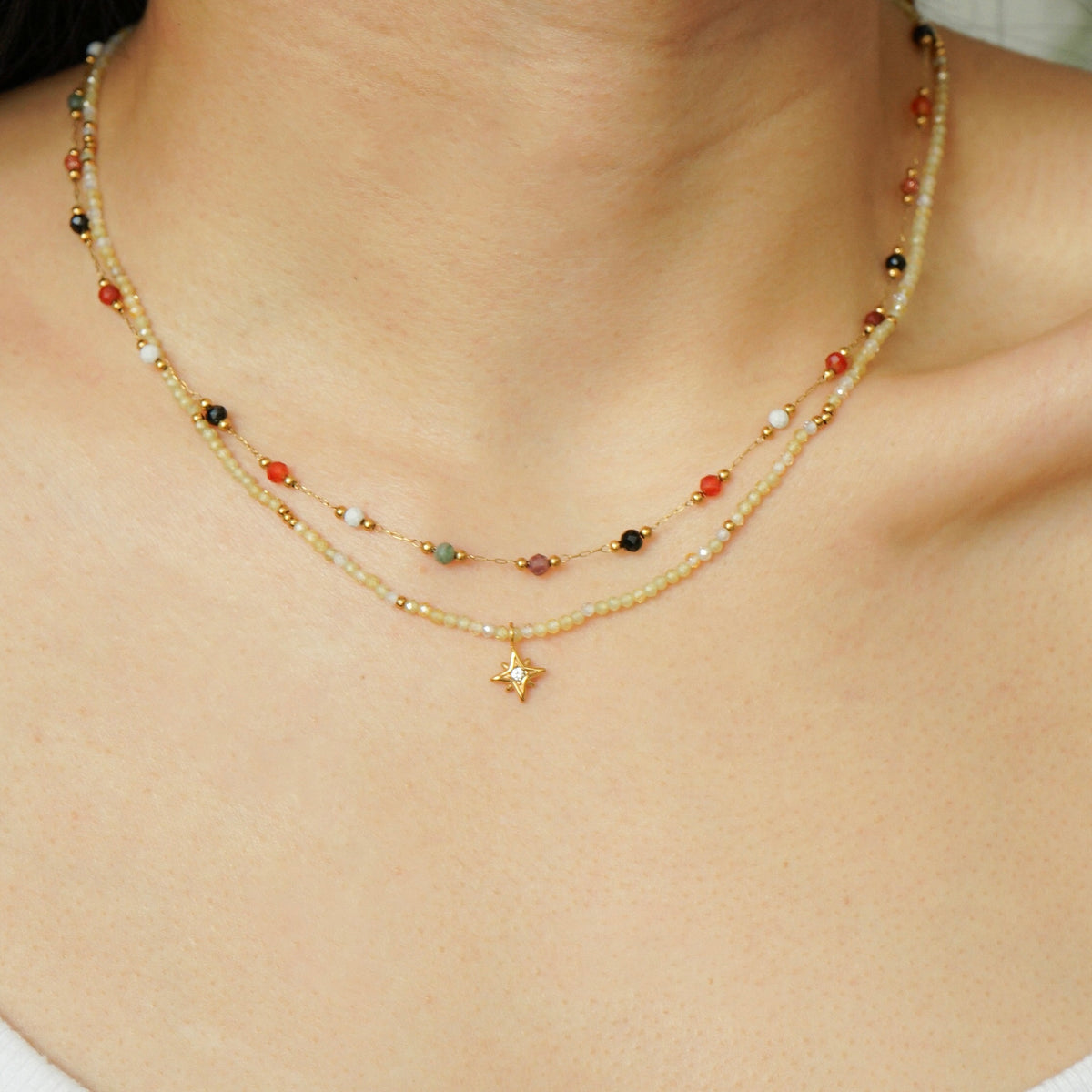 Lina North Star Beaded Necklace