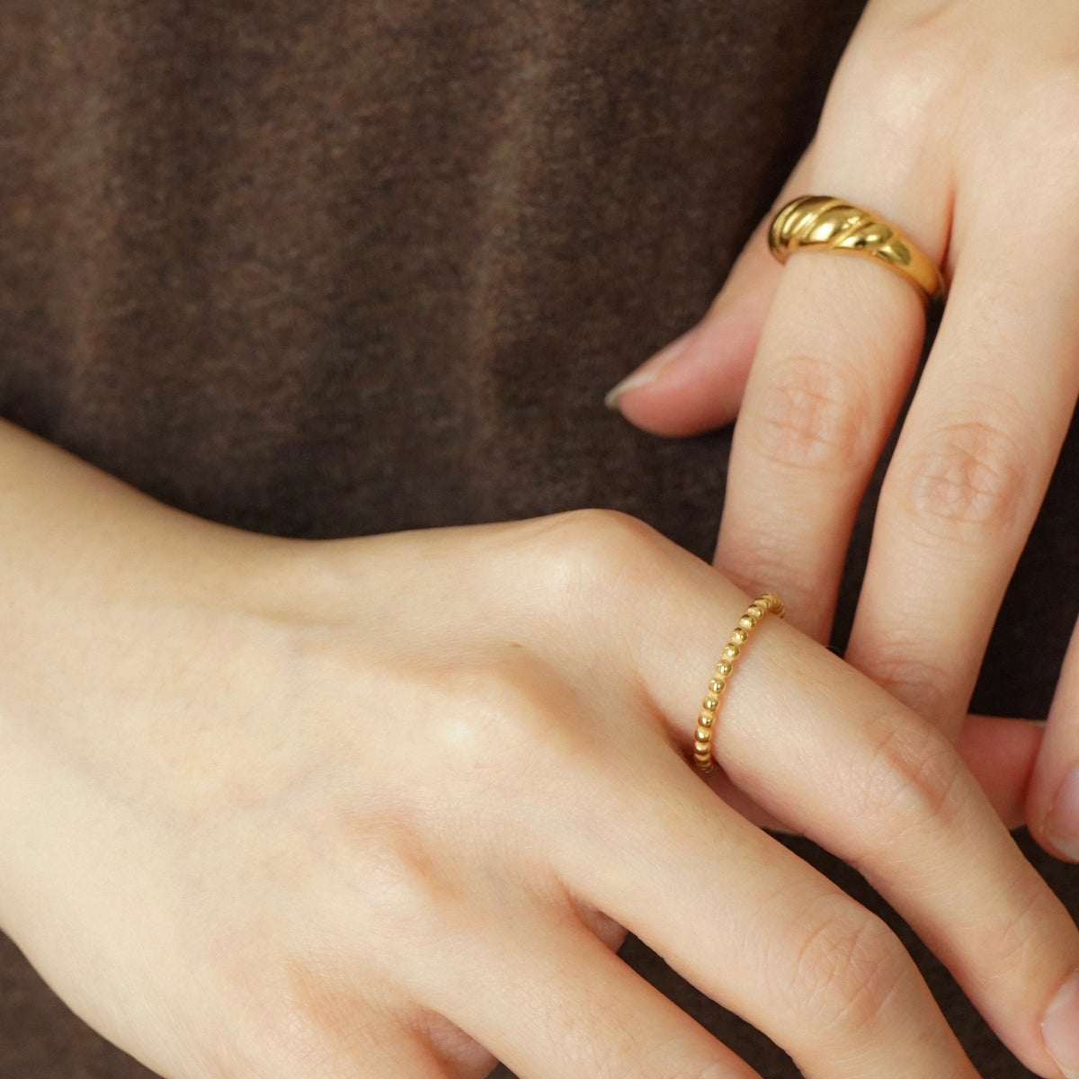 Hosanna Beaded Stack Ring (Gold)