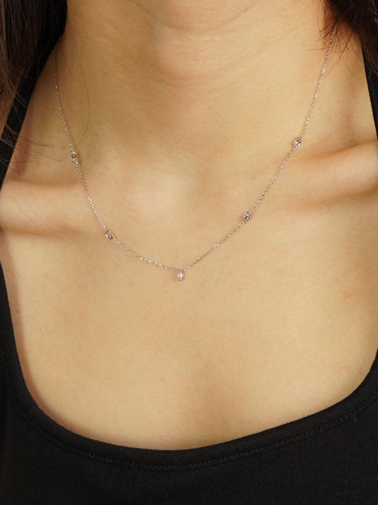 Wylie Marquise Cluster Necklace (Silver)