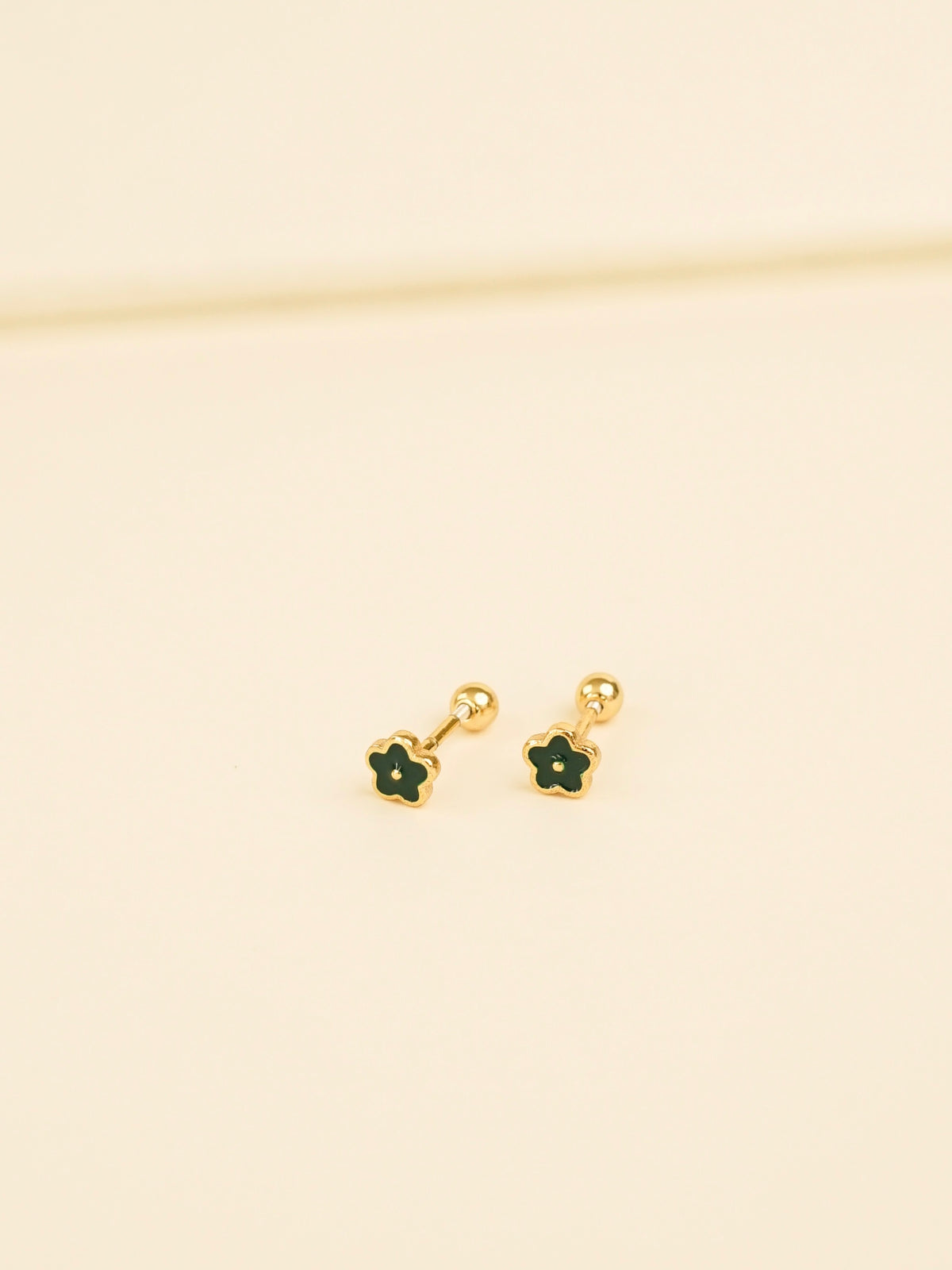 Indy Flower Barbell Earrings (Green)