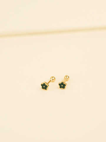 Indy Flower Barbell Earrings (Green)
