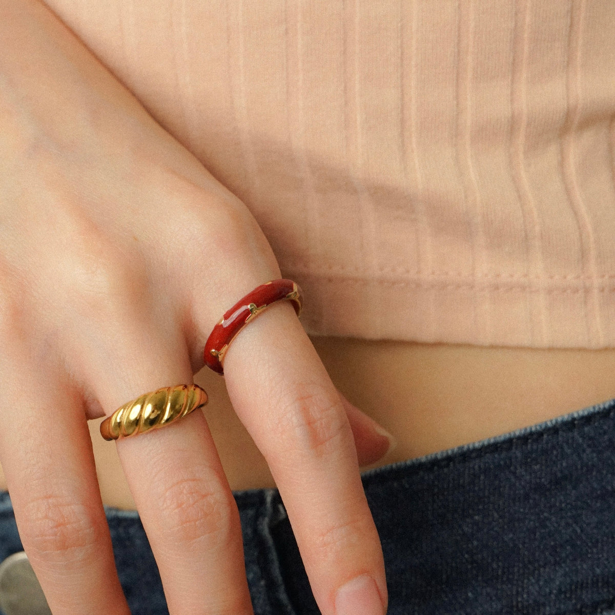 October Red Flower Ring