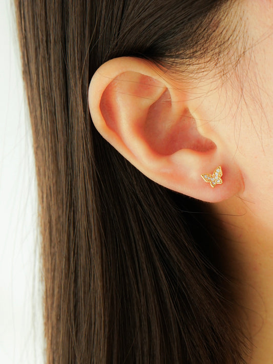 Cristina Butterfly Barbell Earring (Gold)