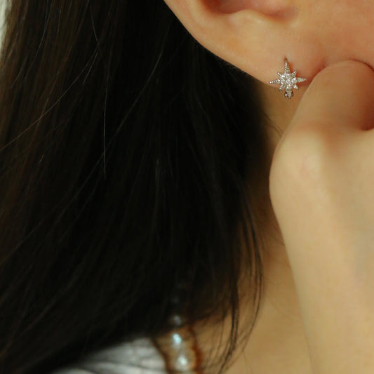 Zaria Star Huggie Earrings (Silver)