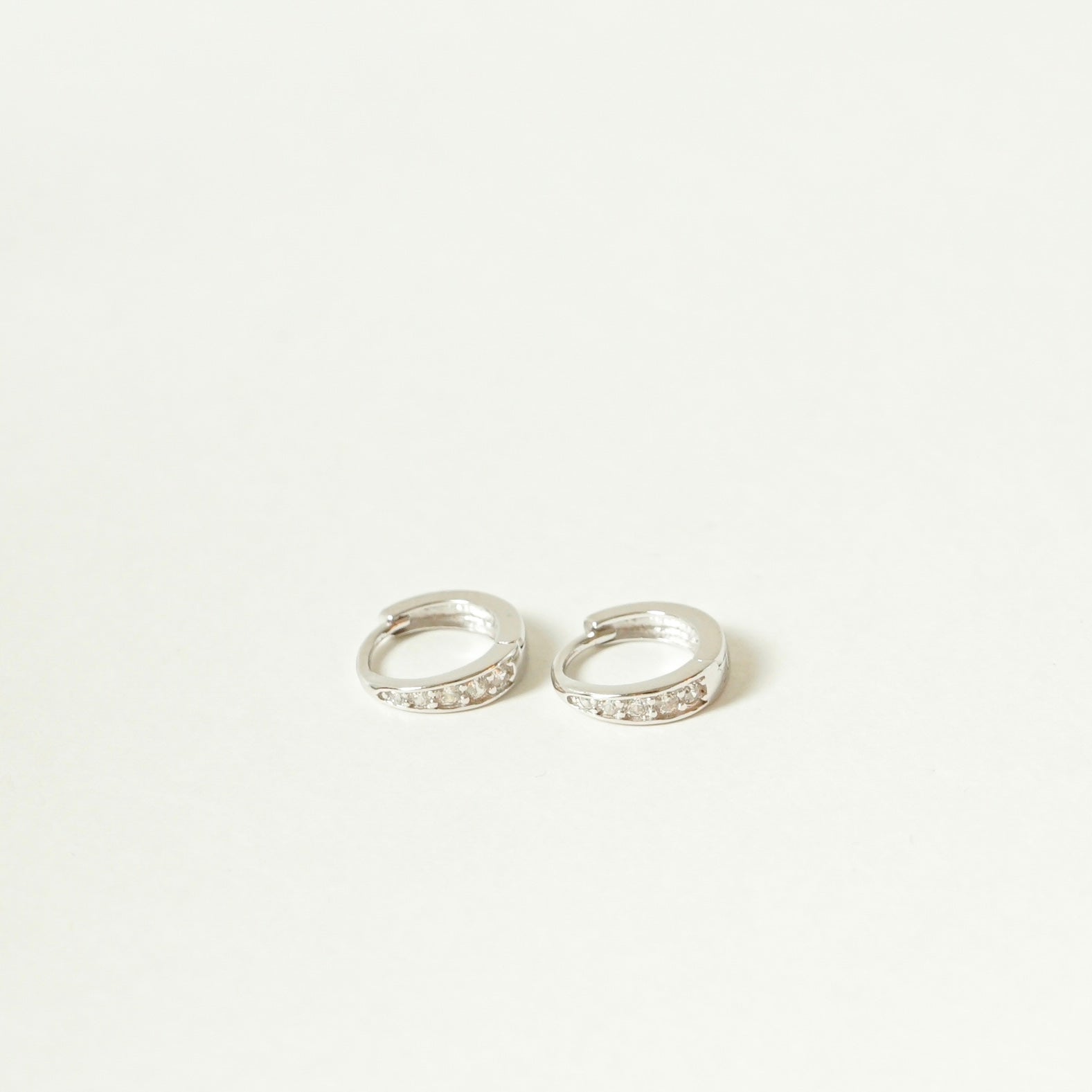 Xylia Pavé Huggie Earrings (Silver)