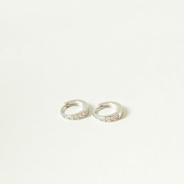 Xylia Pavé Huggie Earrings (Silver)